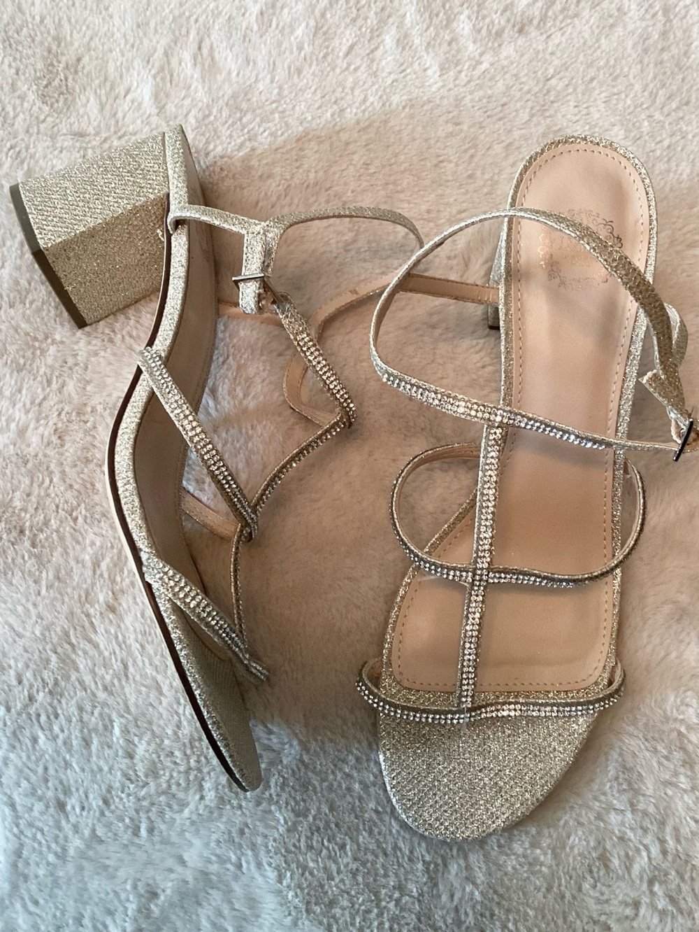 I. Miller Beautiful Shoes Strappy Chrystal Block Heel Sandals - Size 9